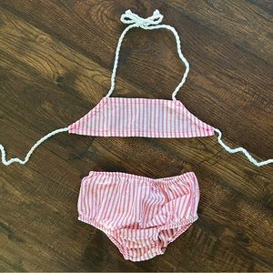 Adorable White & Pink Striped 2 Piece Girls 4T